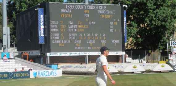 IMG_1051 Jamie Overton and a mountain of runs just after lunch day 2.