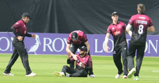RLODC 50-over Som v Surrey 070519 Jamie Smith ct Azhar Ali bld Jamie Overton (C) M Williams